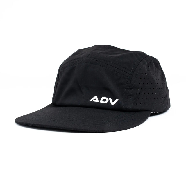 Black ADVantage tennis cap with white logo and perforated side panels for breathability.