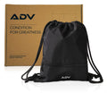 Black ADV drawstring carry bag beside kraft Training Kit V2 packaging box.