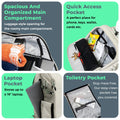 ADV Tennis Backpack V2 compartment guide: main compartment, quick-access pocket, laptop pocket, toiletry pocket