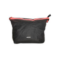 Black ADV zippered accessory pouch with coral-red zipper trim and ADV logo on white background.