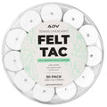 ADV FeltTac white tennis overgrips coiled in a clear round 30-pack container.