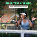 Player hits a forehand, showing the ultra-thin MaxTac overgrip keeping racquet grip size.