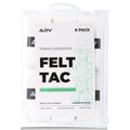 FeltTac white tennis overgrips 6-pack in ADV retail packaging labeled high absorption and comfort.