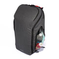 Grey and red pickleball racket bag with side storage compartments, featuring a sleek design and ADV branding.