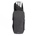 Charcoal grey ADV Tennis Backpack V2 shown upright with detachable cape partly folded open.