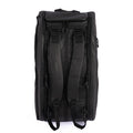 Black tennis backpack with padded adjustable straps, multiple zippered compartments, and a durable, weather-resistant exterior—designed for comfort and functionality on and off the court.