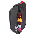 Large black tennis backpack with separate ventilated compartment for storing dirty clothes or gear after matches.