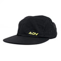 Black ADVantage tennis cap with volt yellow logo and perforated side panels for ventilation.