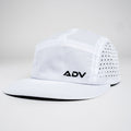 White ADVantage tennis cap with black logo and perforated side panel for ventilation.