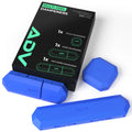 Blue ADV Multi-Feel tennis dampeners in three sizes beside black retail packaging.