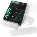 ADV Multi-Feel tennis dampeners in clear, three sizes beside black retail box.