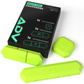 Neon green ADV Multi-Feel tennis dampeners in three sizes beside black retail box.