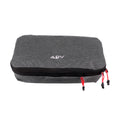 ADV medium packing cube in heather grey nylon with black zippers and red pulls.
