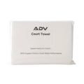 ADV Court Towel packaging featuring the 100% organic cotton dual-sided performance tennis towel.