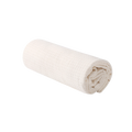 Rolled white waffle-knit tennis towel showing the textured weave on a transparent background.