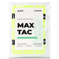 MaxTac volt yellow tennis overgrips in a clear 6-pack pouch, labeled ultra-tacky and moisture-wicking.