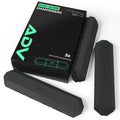 ADV Max-Sorb tennis dampeners in black beside 3-pack retail box on white.
