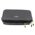 Charcoal grey ADV medium packing cube with black zippers and volt green pulls.
