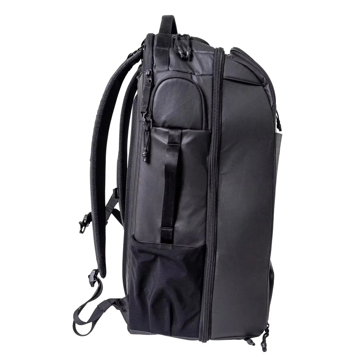 Pickleball paddle bag with a sleek black finish and multiple side pockets for convenient gear storage.