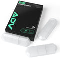 Clear ADV Sorb tennis dampeners beside a black 3-pack box with green branding.