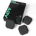 ADV Touch tennis dampeners in black beside their 3-pack retail box.