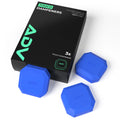 Three blue ADV Touch tennis vibration dampeners beside their black 3-pack box.