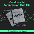 Grey ADV tennis wristbands, 4.5 by 3.25 inches and 0.2 inch thick, 2 or 4 pack.