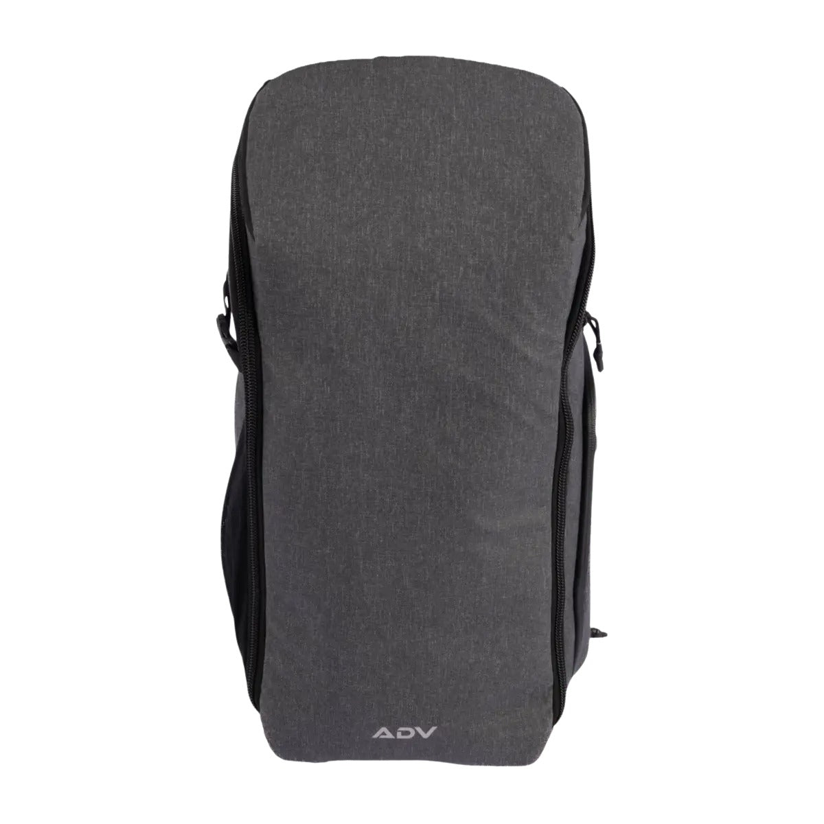 Charcoal grey ADV Pickleball Backpack V2 shown front-on with dual side zippers.