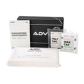 ADV tennis accessories kit: wristbands, overgrips, and court towel beside a black gift box.